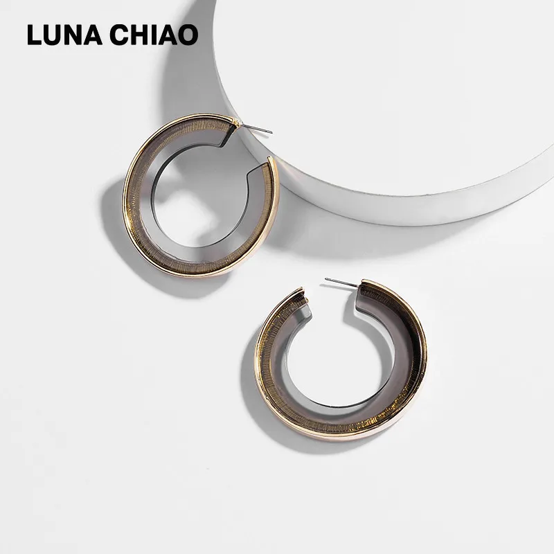 Женские акриловые серьги кольца LUNA CHIAO новые дизайнерские круглые прозрачные
