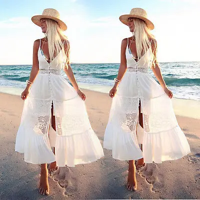 Женское длинное платье миди в стиле бохо вечернее праздничное пляжное без