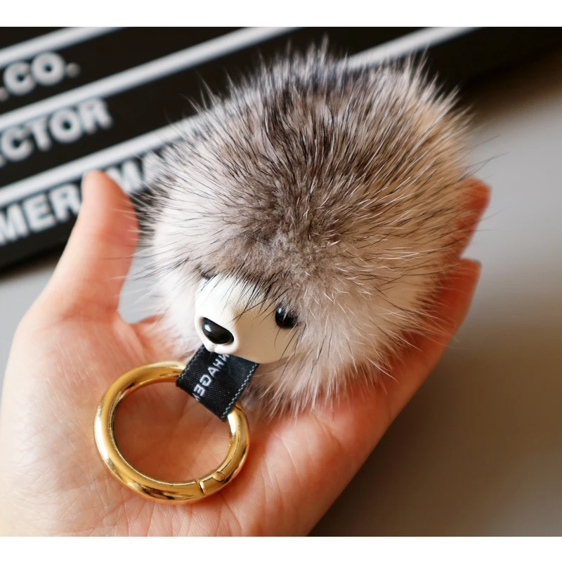 Новинка 2018 импортная Подвеска из меха ежика и норки брелок для автомобиля милый