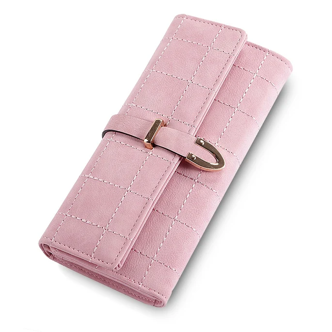 Модные женские кошельки длинные сумочки в клетку с застежкой Женский кошелек для