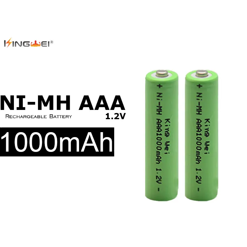 4 шт. KingWei зеленый AAA 1 2 v Ni-MH аккумуляторные батареи реальная емкость 1000mAh батарея |