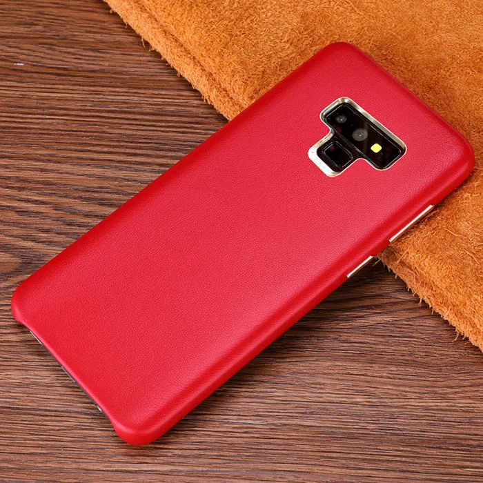 Red Чехол для samsung Galaxy Note 9, роскошный тонкий чехол из натуральной кожи, противоударный жесткий чехол для телефона для samsung Note 9, задняя крышка 6,4 - Цвет: Red