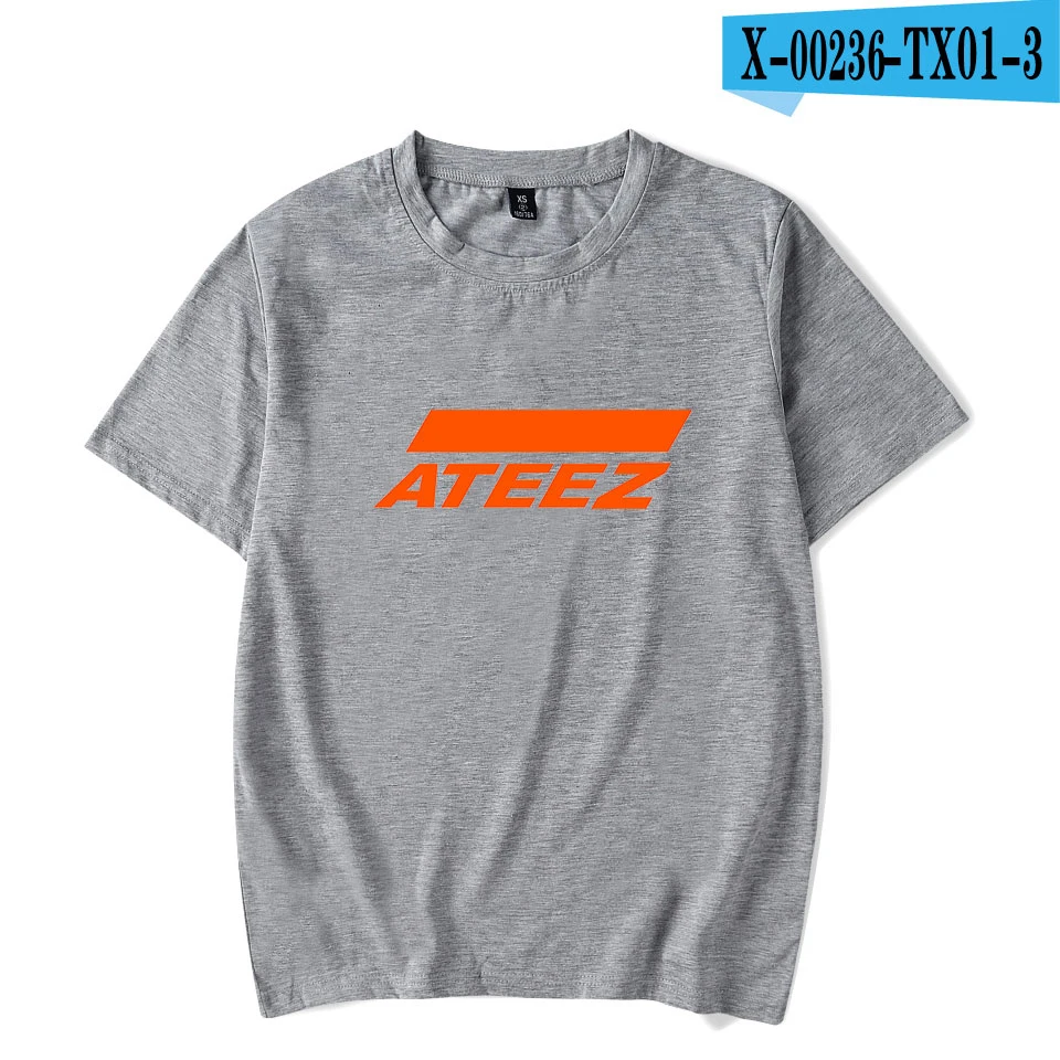 Grey Новая Футболка kpop group ATEEZ, топы, Hongjoong Seonghwa Yunho Yeosang San Mingi Wooyoung Jongho ATEEZ A подростковый Z - Цвет: Grey
