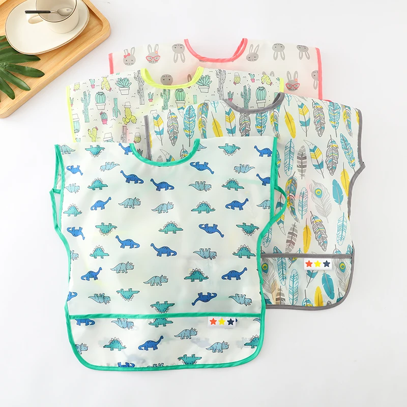 Детские Непромокаемые нагрудники из ЭВА фартук с длинным рукавом для кормления