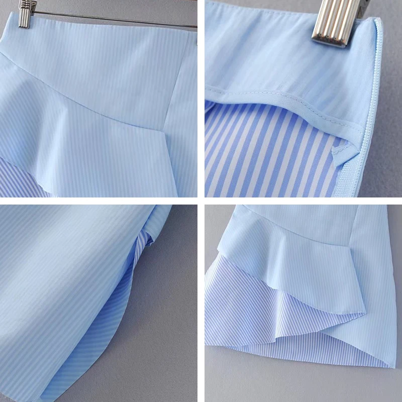 Синие юбки Bella Philosophy 2018 с двойными полосками и оборками|blue skirt|skirt skirtblue striped skirt |
