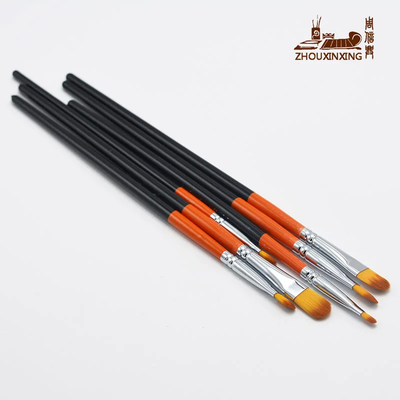 

High quality Nail type shape 6Pcs Two colors Nylon Paint Brush Set Acrylic Oil Painting Watercolor Professional Art Supplies