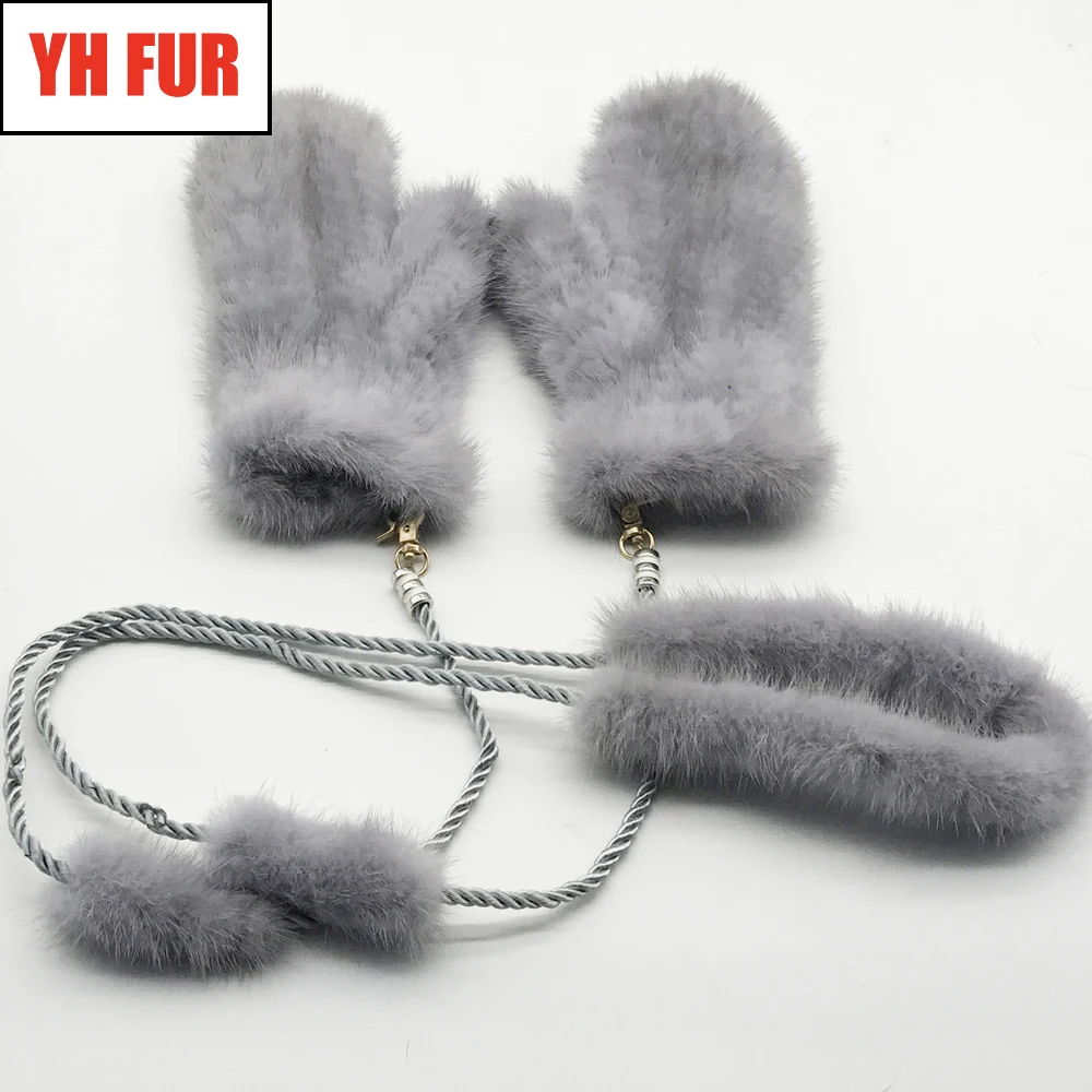 2020 Роскошные зимние перчатки из натурального меха норки женские вязаные Хорошие