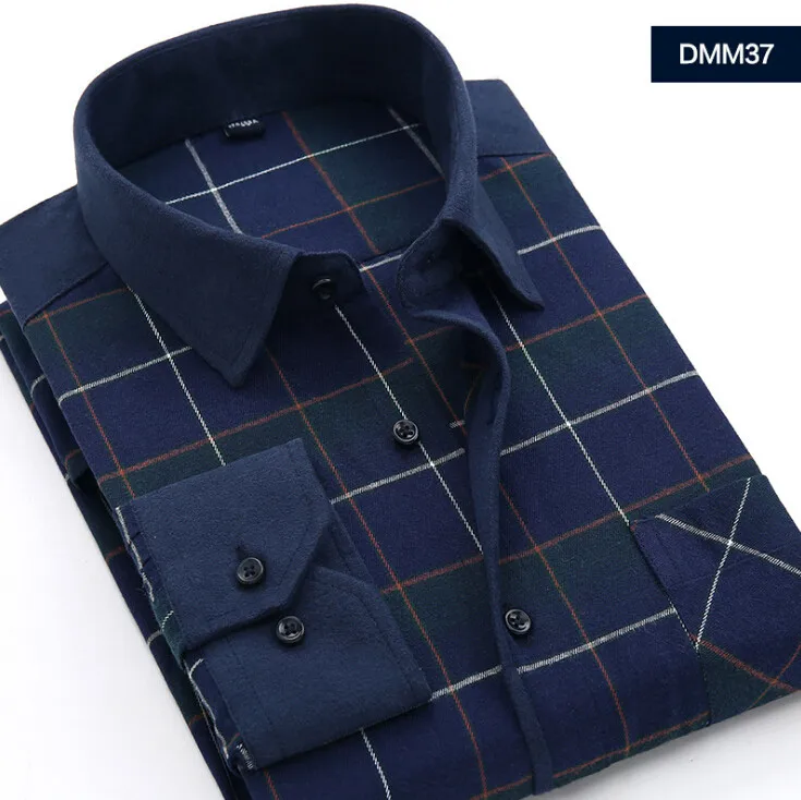 Мужские Рубашки мужская Социальной Длинным Рукавом Плед Марка Мужская Мода