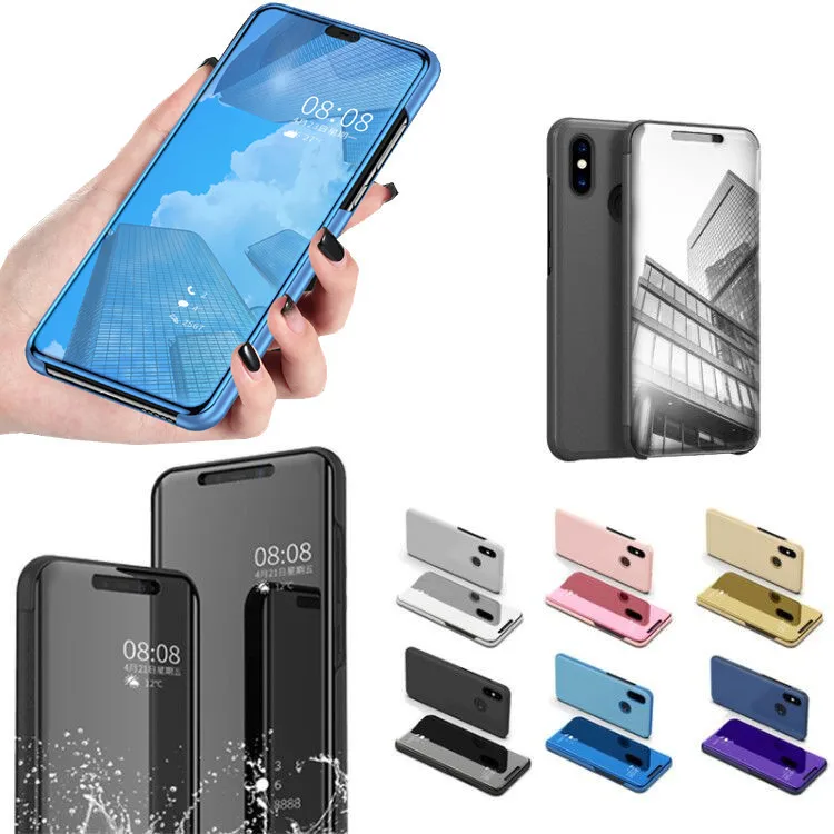 Умный прозрачный зеркальный флип чехол для Xiaomi mi 9 8 lite se Mi A1 A2 Mix 2 3 Redmi 4X Note 7 6 pro 5 note 4