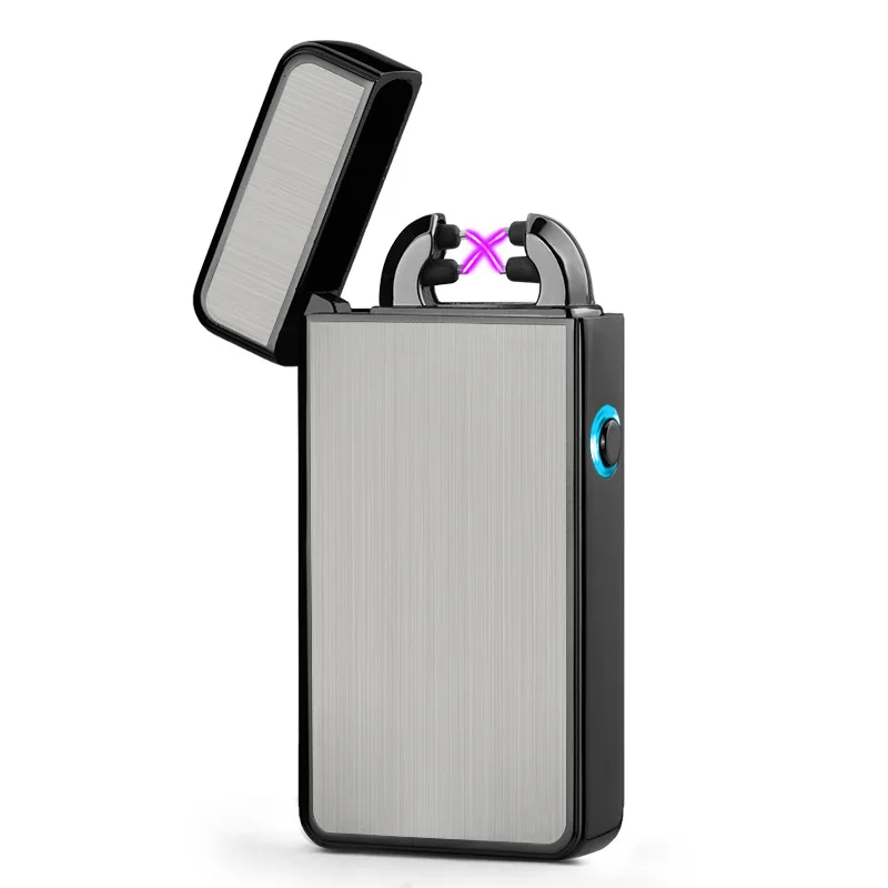 10pcs/lot business models USB electronic pulse double fire lighter metal windproof personalized Valentine's day gift | Дом и сад
