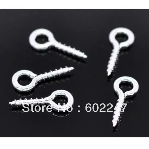 

Free Shipping Silver Tone Screw Eye Bails (jewellery screws) 10mm, 500pcs/lot
