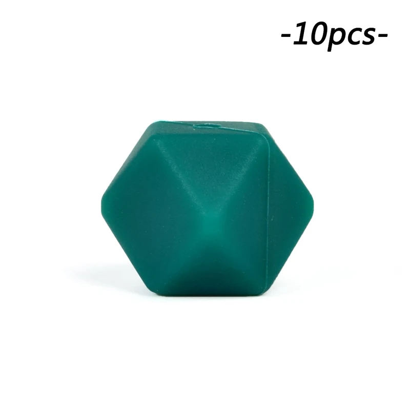 Atrovirens LOFCA 10 шт. мини шестигранные силиконовые бусины 14 мм Прорезыватель для зубов Детские Прорезыватели Детские Силиконовые игрушки для изготовления ожерелья без бисфенола - Цвет: Atrovirens