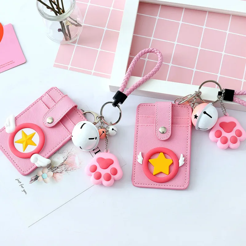 Kawaii розовый Кот коготь держатель карты женские футляры для идентификационных карт Лолита милые кожаные карты Чехол для девочек банк чехол для кредитной карты протектор