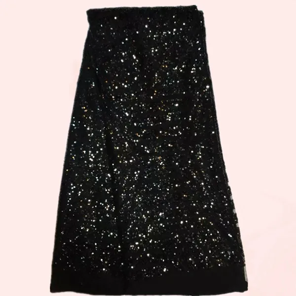 Новое поступление черные с блестками вечерние сетчатые кружева материал