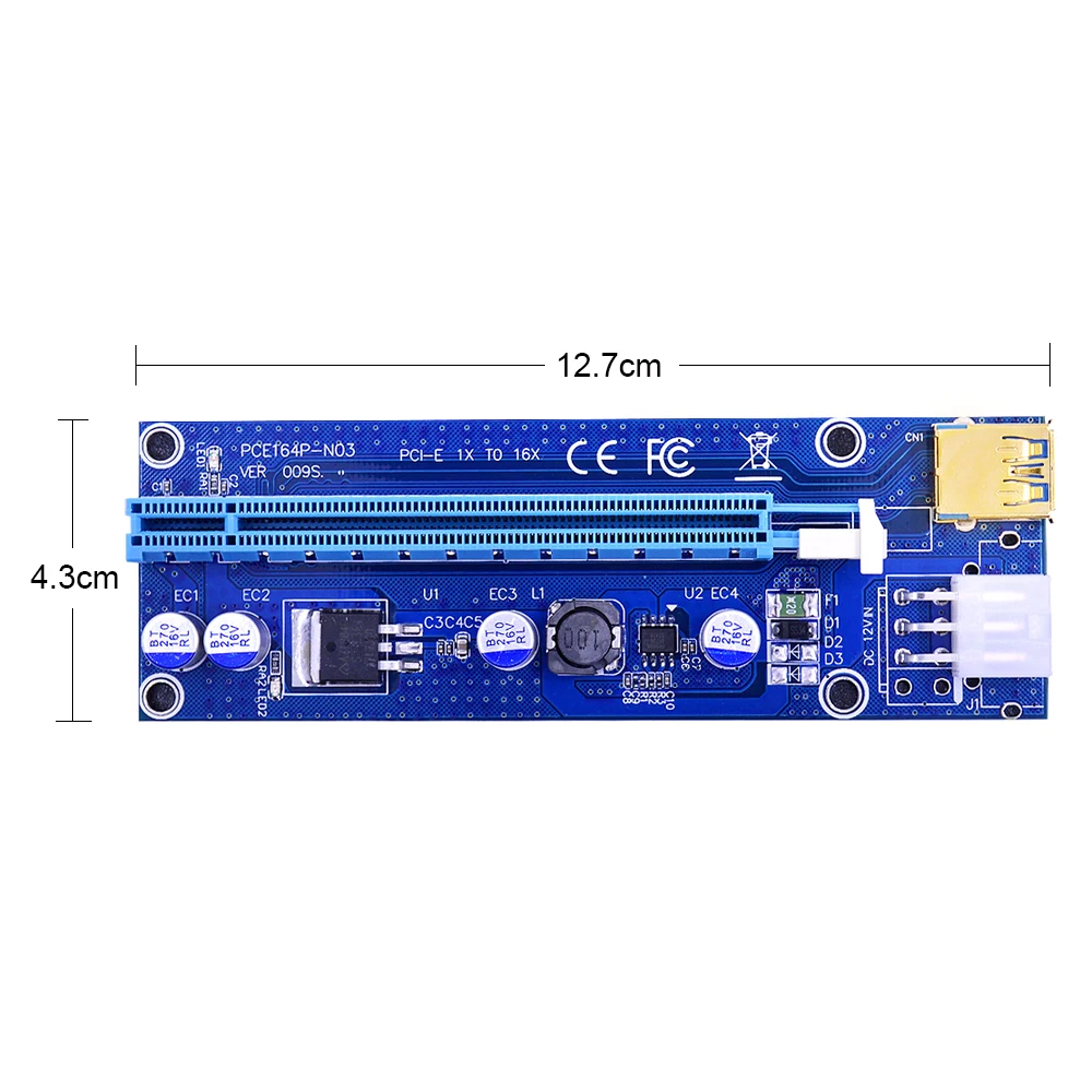 CHIPAL 2018 Golden VER009S PCI-E Riser Card PCIE PCI Express Molex 6Pin на SATA 1X 16X 60 см USB 3 0 удлинитель с