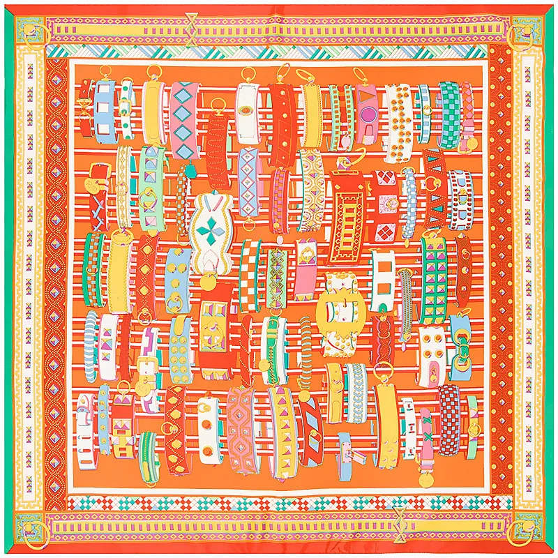 Женский квадратный платок POBING из 100% шелка с принтом браслета 2017|silk scarf|silk scarf womenscarf