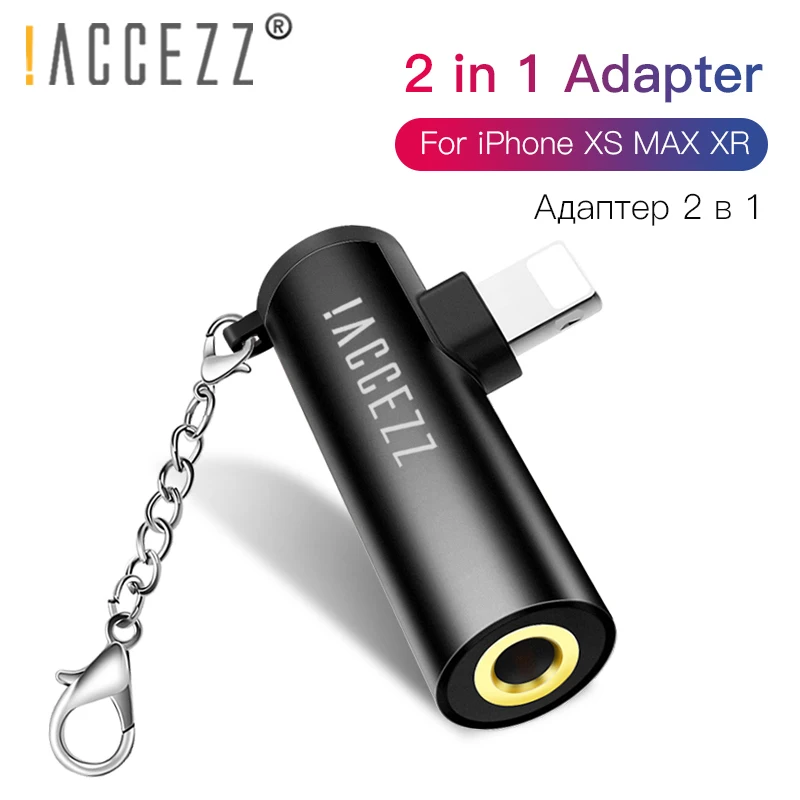 Accezz-adaptador de Áudio em para Iphone x xr xs Conector de 3.5 mm Fone de Ouvido Aux Compatível com Ios 11 12 Adaptadores para celular