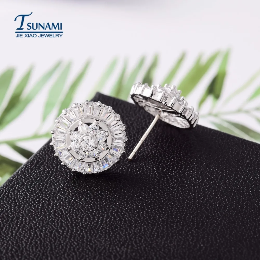 A famous brand of zircon earrings for women/girls An ear nail the round ladder ER-107 | Украшения и аксессуары