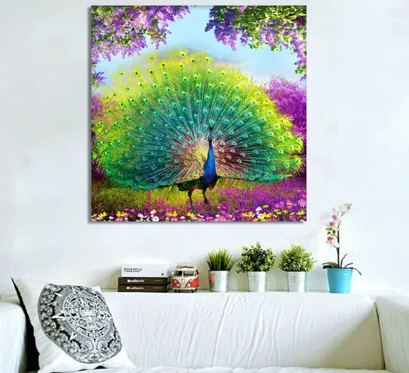 CAMMITEVER 5D DIY Diamond Painting Peacock Embroidery Full Square Cross Stitch Rhinestone Mosaic Home Decor Gif | Дом и сад