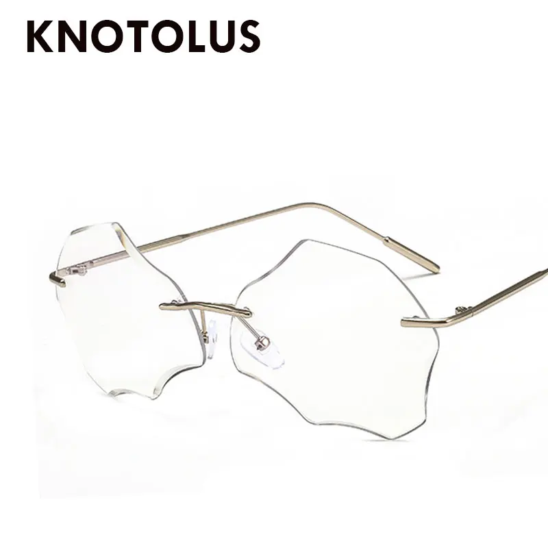 Knotolus слишком большим Frameless вечерние солнцезащитные очки с металлической оправой