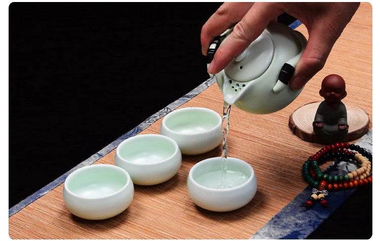 Китайский чайный набор 1 4 чайных чашки красивый и легкий чайник GongFu керамическая