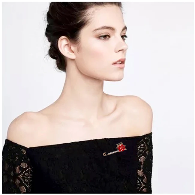 Очаровательная Красная эмалированная брошь божья коровка металлическая в форме