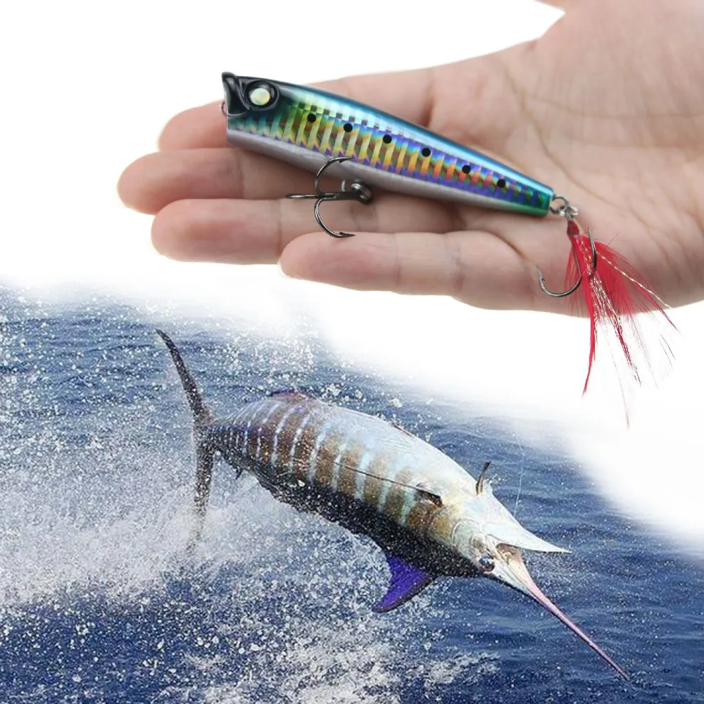 

RUNATURE Artificial Fishing Lure Popper Bait 85mm 15g with VMC Hooks Fishing Popper Fish Baits Tackle Bait Topwater Hard Lure