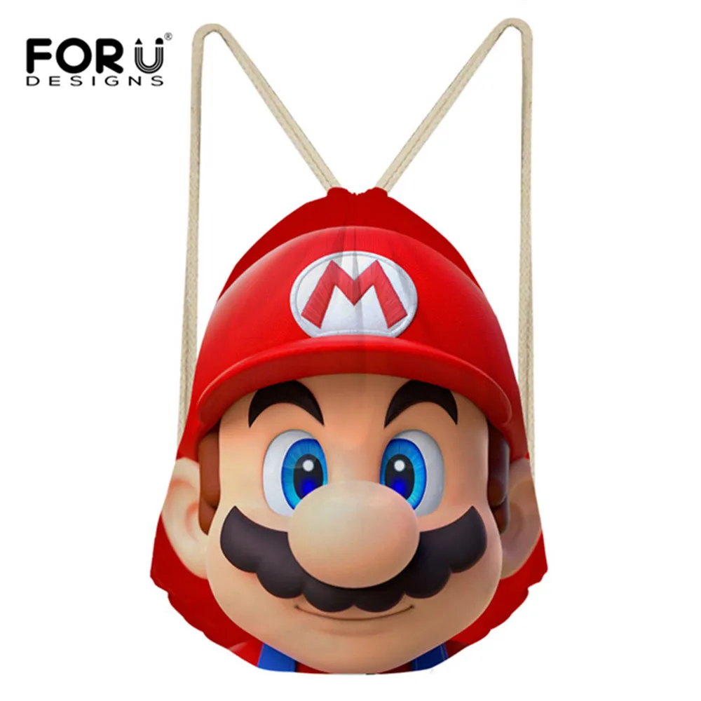 FORUDESIGNS/ мультяшный маленький рюкзак с принтом Супер Марио для женщин и мальчиков; Повседневная Дорожная сумка на шнурке для детей; сумка для мальчиков-подростков - Color: HMC1441Z3