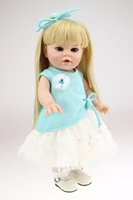 40cm fashion vinyl princess girls dolls toddler reborn baby toys wear blue dress girls brinquedos kid christmas gifts bebe doll