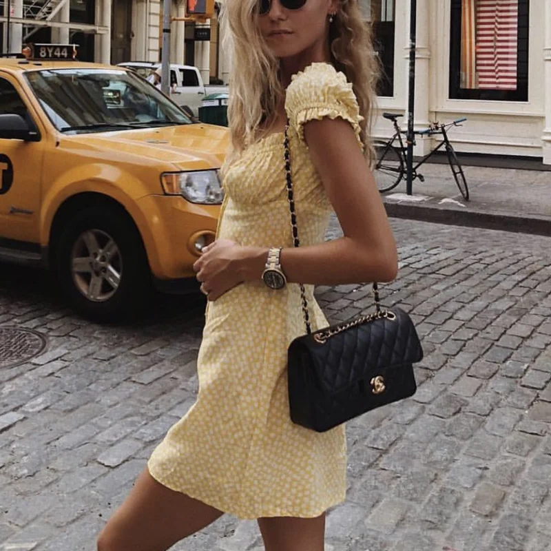 Женское винтажное пляжное платье с открытыми плечами элегантное короткое в