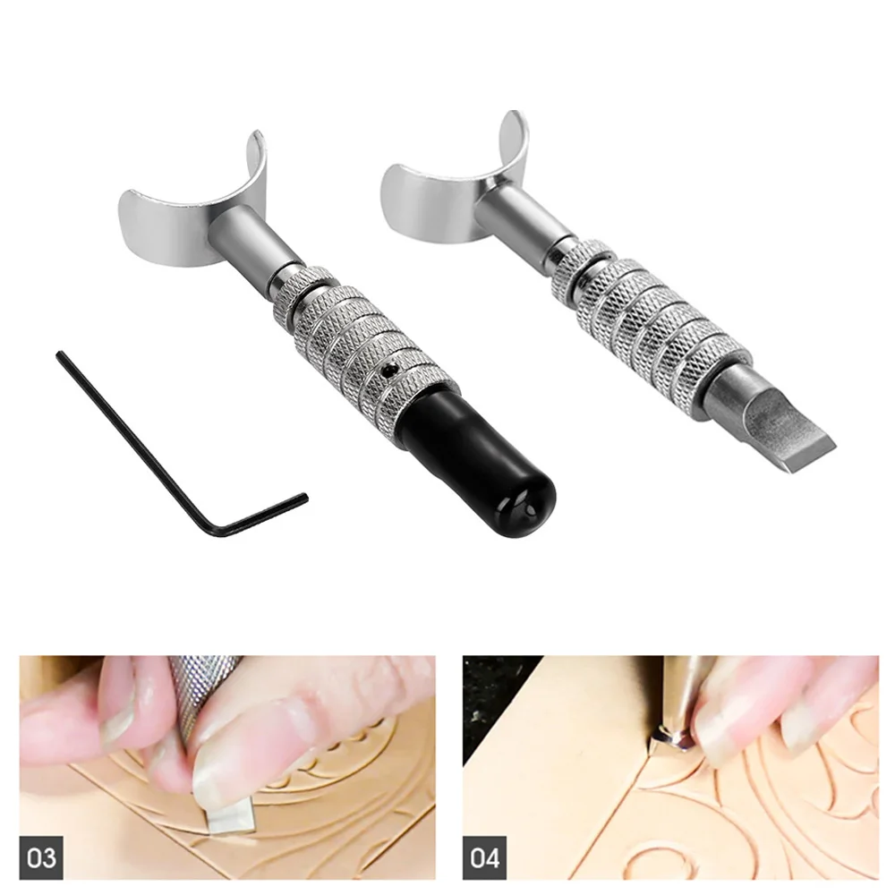 Регулируемый вращающийся нож из нержавеющей стали для резьбы по коже