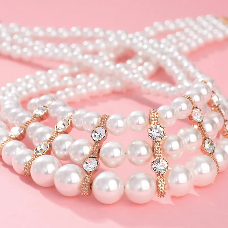 Neoglory Стразы Многослойные Имитация жемчуга цвета розового золота модные