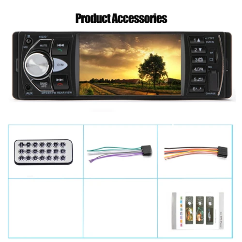 Car Radio Only Hipppcron Автомагнитола 1 Din Авторадио 4022D Bluetooth 4," экран Поддержка камеры заднего вида рулевое колесо Contral стерео - Цвет: Car Radio Only