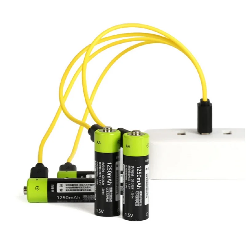 ZNTER 4 шт./компл. AA Аккумуляторная батарея 1 5 V 2A 1250mAh USB зарядка литиевая с кабелем Micro