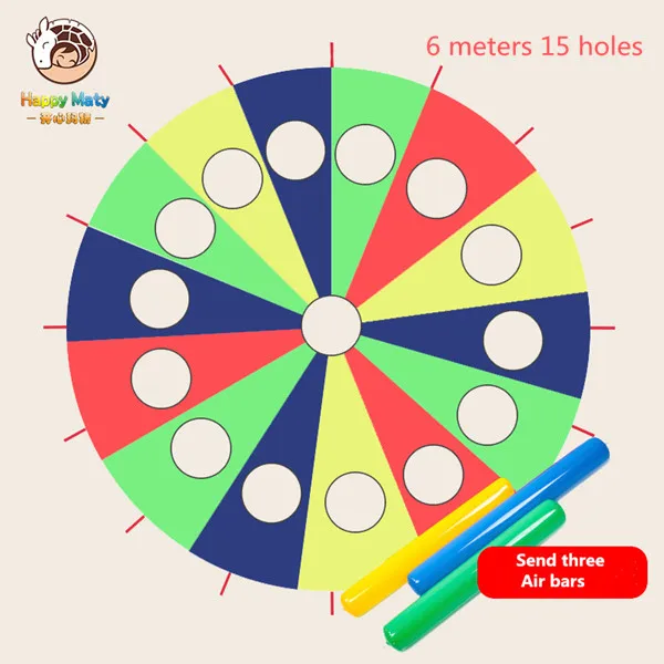 6 meters 15 holes Детский сад Whac-A-Mole Радужный зонтик Prachute игрушка для родителей и детей игры реквизит для детей на открытом воздухе Веселая спортивная игрушка - Цвет: 6 meters 15 holes