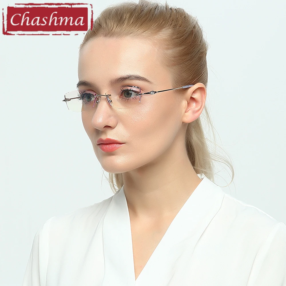 Женские прозрачные очки Chashma Брендовые в оправе с бриллиантами и затемненными