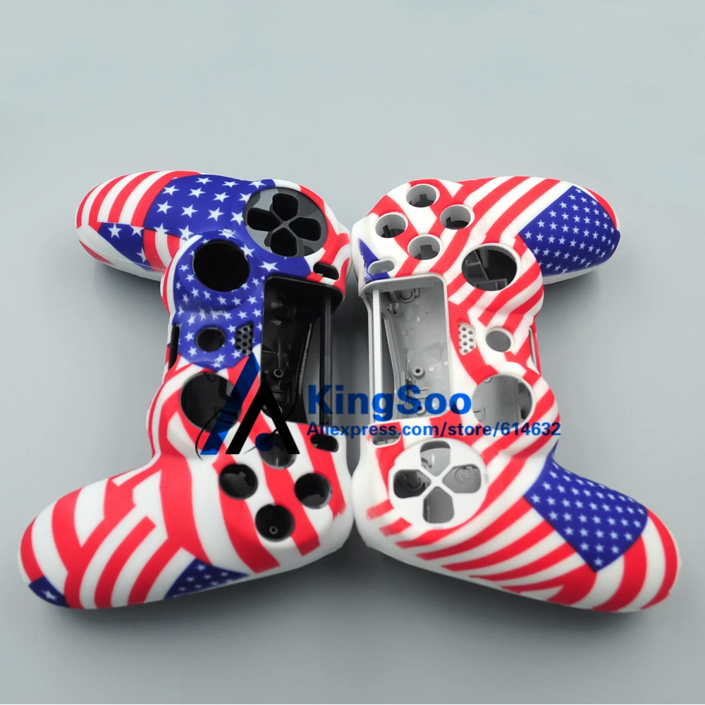 Модный чехол из мягкого силикона с защитным слоем из резины в дизайне американского флага для геймпада Playstation 4 PS4 Pro.