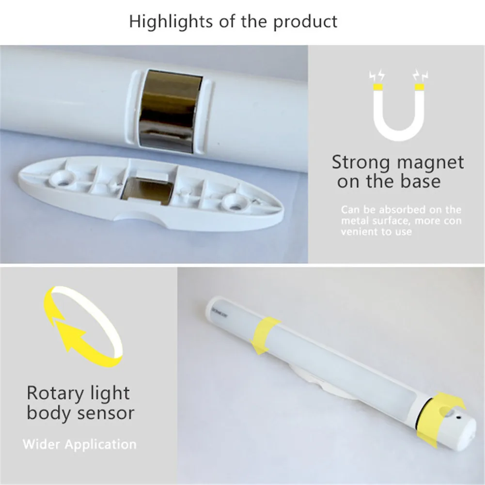 Магнитная Ночная лампа с ИК датчиком движения жесткая Жесткая светодиодная для