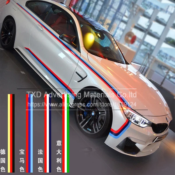 

15CMX500CM(5Meter) National Flag Italian Flag Side Racing Stripe 3 Colors Roof Hood Scooter Car Decal Colored Strip Sticker