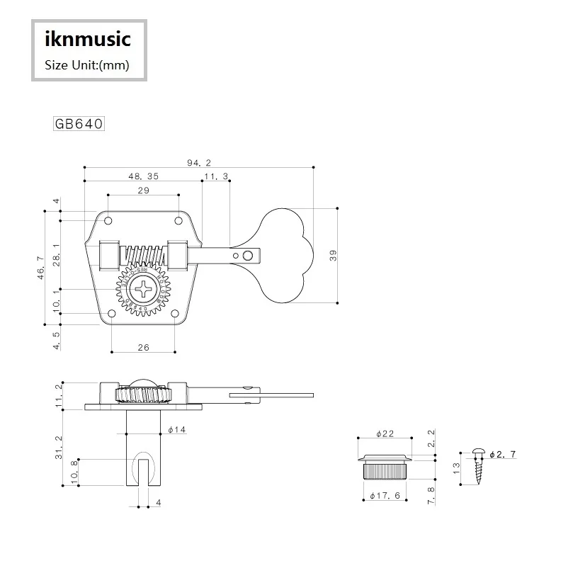Оригинальные GOTOH GB640 RES O LITE Бас Колки колышки 4R для правой руки бас Запчасти
