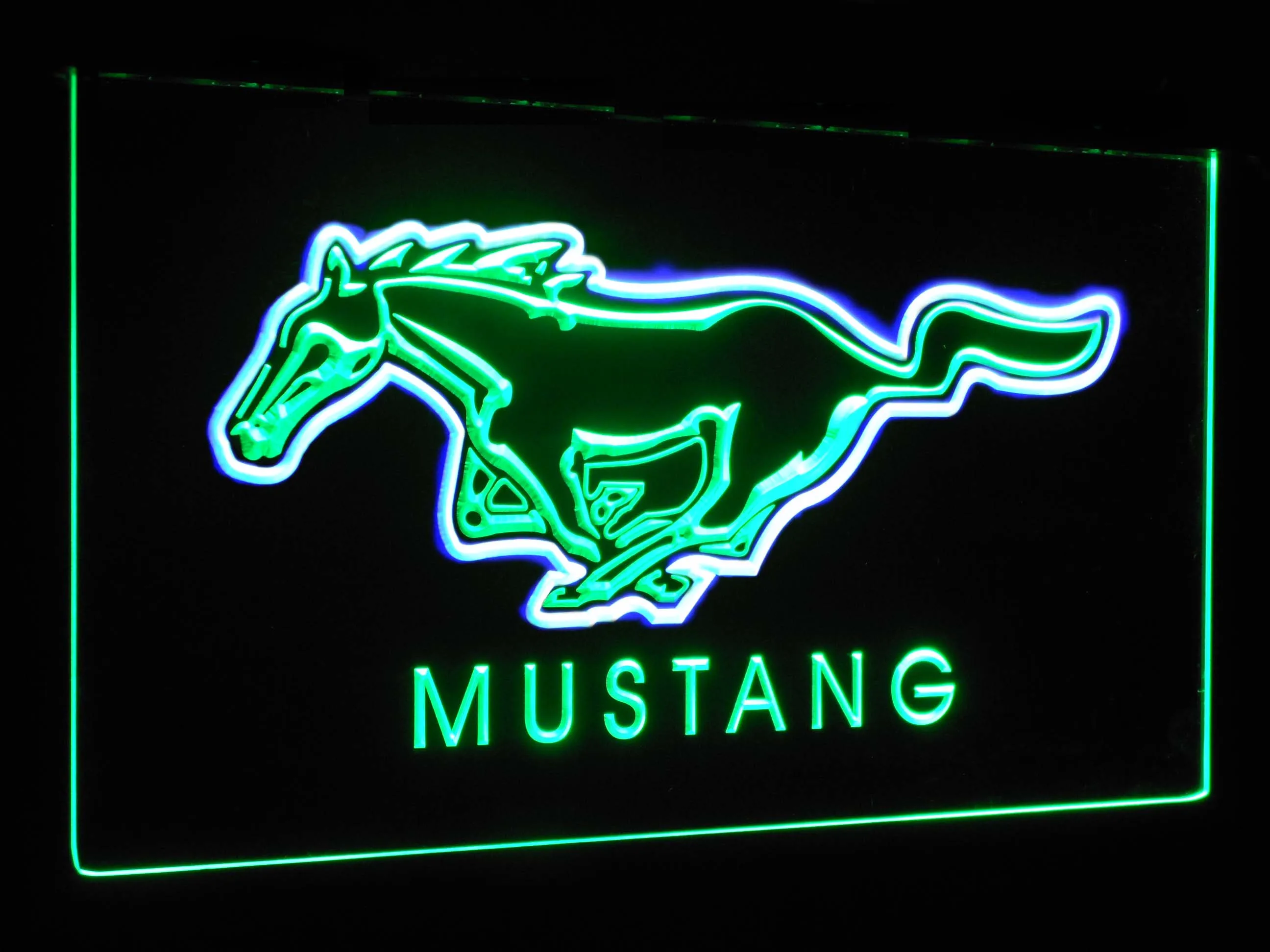 Green and Blue Mustang Ford Horse автомобильный бар украшение подарок двойной цвет светодиодный неоновый светильник вывески st6-d0054 - Цвет: Green and Blue