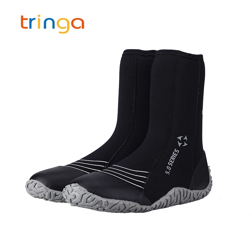 5 мм неопрена вулканизации высокая верхняя подводное погружение сапоги Холодостойкие противоскользящие