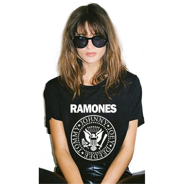 Спандекс хлопок Панк Рок ramones футболка женская мода 2018 летняя Топ Харадзюку хип