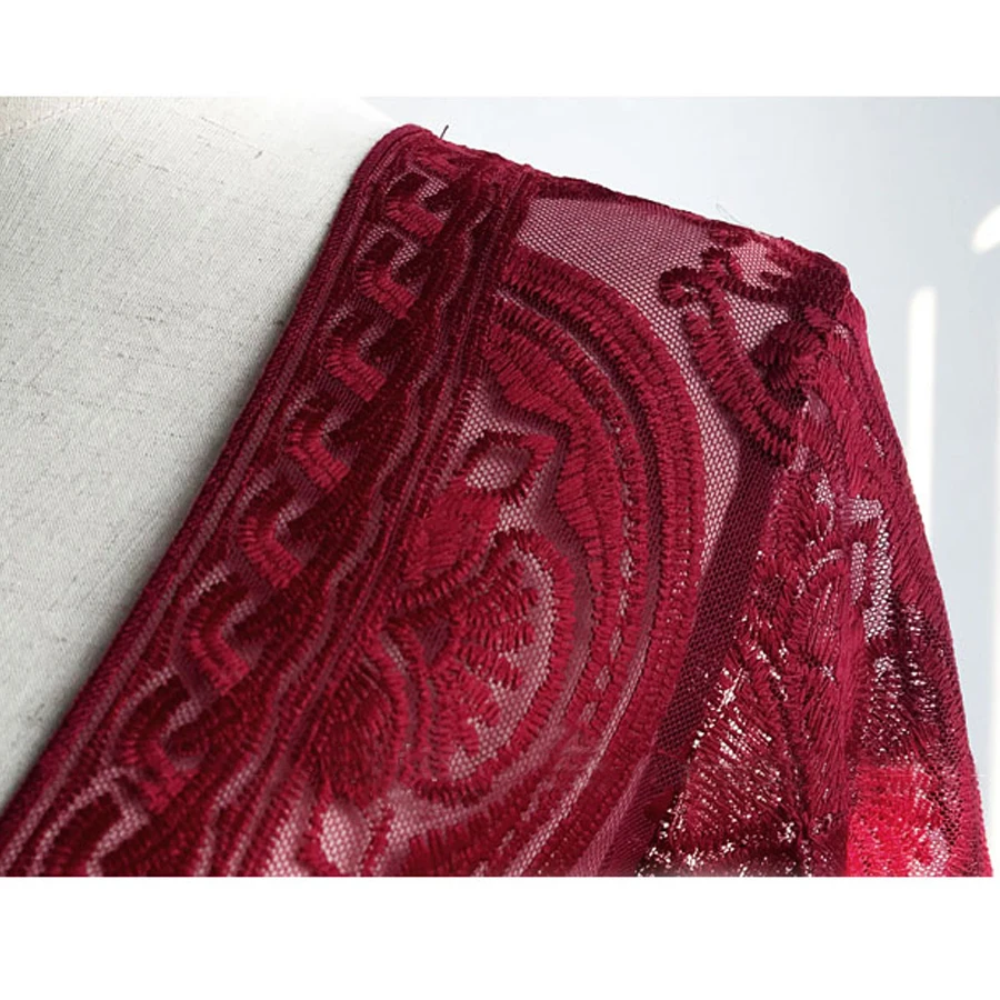 Женский кружевной кардиган Feccer розовый с цветочной вышивкой расклешенная блузка