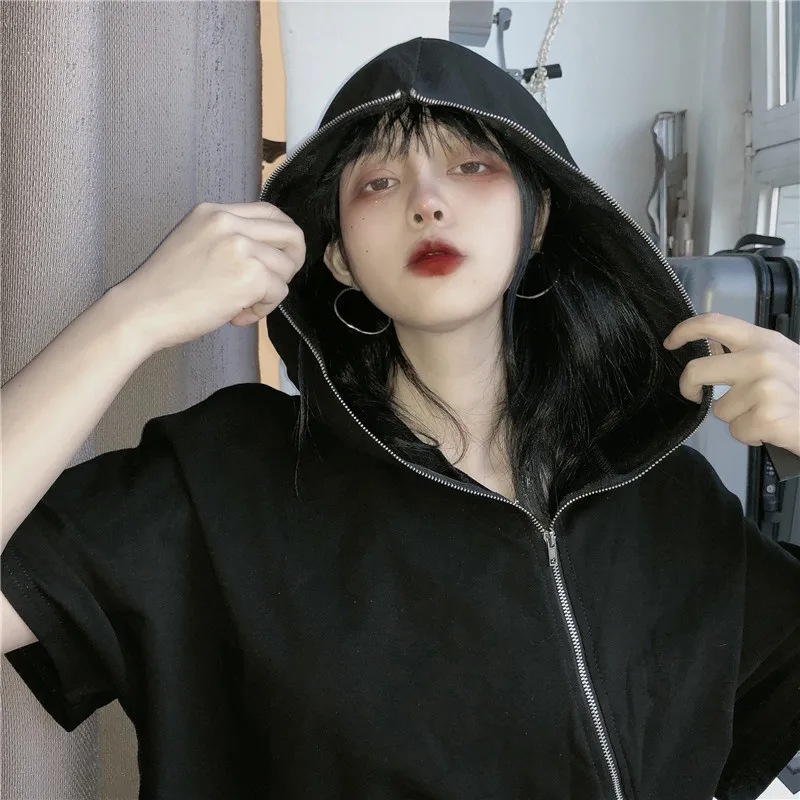 Женский топ с капюшоном повседневный свободный свитер средней длины коротким