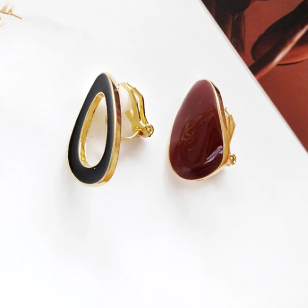 color 4 Chadestinty, женские серьги, эмалированные геометрические серьги на клипсах, винтажные ювелирные изделия, золотой цвет, клипсы, серьги, клипси, na usz - Окраска металла: color 4