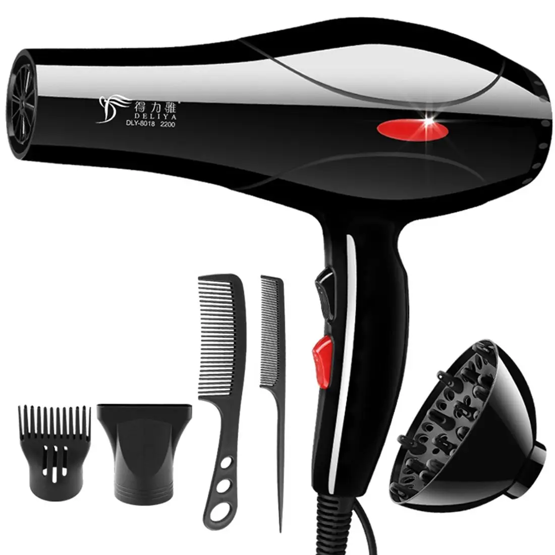 6-piece Hair Dryer 2200W Household Diffuser/Comb Salon US Plug | Бытовая техника