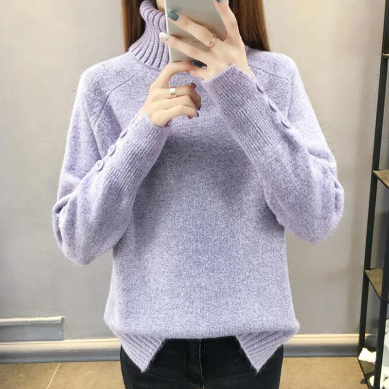

2019 New Korean version Thick Warm Sweater Female Autumn Winter Long sleeve Button Pullover Sweater cc271