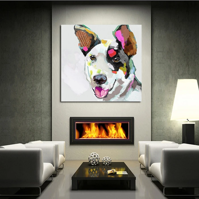 

Canvas painting Cuardros decoracion Oil Paintings Picture Smart Dog Wall Picture on Canvas Animal Poster for Home Decoration