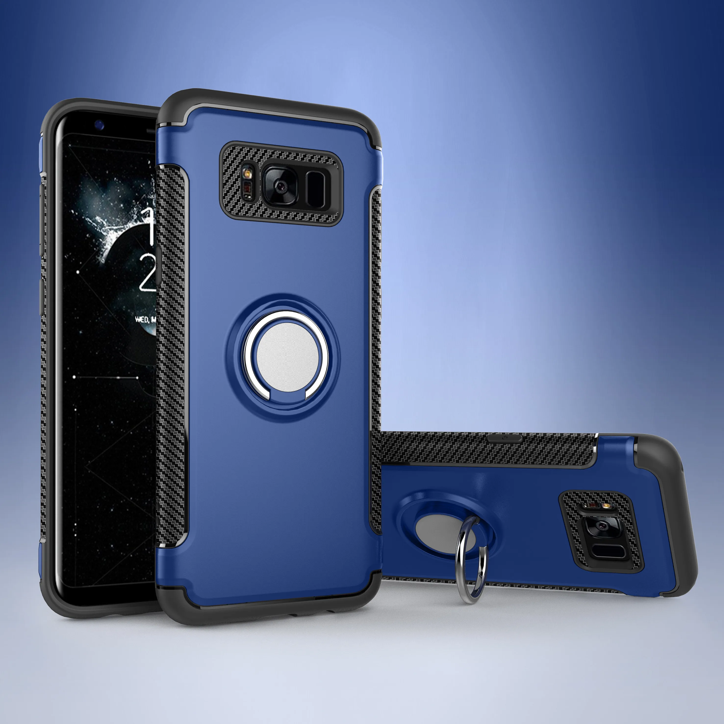 blue SIXEVE магнитное крепление в виде кольца на палец анти Краш чехол для samsung Galaxy S7 Edge S8 S9 Plus J2 J3 J5 J7 Prime задняя крышка - Цвет: blue